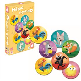 Janod - Mémo Rigolooo - Jeu de Mémoire et d'Association - 2 à 6 joueurs - Dès 3 ans - J02736