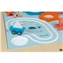Janod - Table d'Activités Évolutive en Bois - 5 Activités Premier Âge - Plateau à Dessin Magnétique - Avec Sac de Rangement Accr