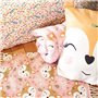 CÔTE DECO Tapis pour Enfants 45x75cm - Motif imprimé biche Rose et Bleu - Tapis Chambre Enfant 100% Coton recyclé