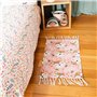CÔTE DECO Tapis pour Enfants 45x75cm - Motif imprimé biche Rose et Bleu - Tapis Chambre Enfant 100% Coton recyclé
