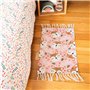 CÔTE DECO Tapis pour Enfants 45x75cm - Motif imprimé biche Rose et Bleu - Tapis Chambre Enfant 100% Coton recyclé