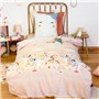 CÔTE DECO Parure de lit imprimée 140x200 cm Enfant - Housse de Couette 140x200 cm + 1 Taie d'oreiller 63x63 cm Motif Licorne cœu