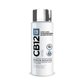 CB12 -White - Bain de bouche - Des dents plus blanches et 12 heures d’haleine fraîche - Sans alcool - Arôme léger de menthe poiv