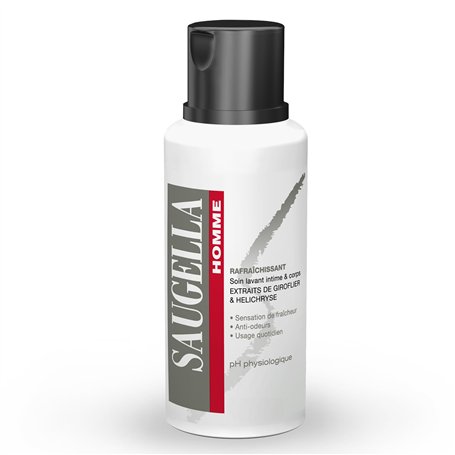 Saugella - Homme – Soin Lavant Intime & Corps spécial hygiène masculine – Lutte contre les Odeurs Indésirables - Hélichryse et g