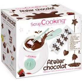 ScrapCooking - Atelier Chocolat - Appareil Fondue à Chocolat avec Accessoires - Coffret 33 Éléments pour Fabrication Chocolats M