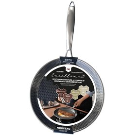 POELE A CREPES & GALETTES - EXCELLIUM 3D - Poêle Anti-adhésive Professionnelle - Compatible Four - Résistante & Polyvalente - Ni