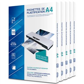 500 pochettes de plastification A4 75 Microns par face