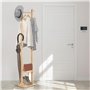 Todeco Porte Manteau Sur Pieds Bambou avec étagère à 2 niveaux, 6 Patères et Tringles, Tapis Antidérapant, Portemanteaux pour En