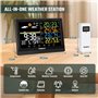 Todeco Station météo sans fil avec 3 capteurs extérieurs - Thermomètre numérique LCD - RCC - Humidité Baromètre Réveil Prévision