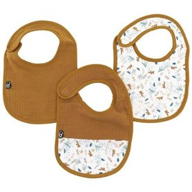 Lot x3 bavoirs - DOMIVA - 6-12 mois - Gaze de coton - Caramel imprimé au fil de l'eau