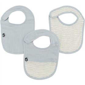 Lot x3 bavoirs - DOMIVA - 0-6 mois - Gaze de coton - Bleu vintage