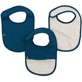 Lot x3 bavoirs - DOMIVA - 6-12 mois - Gaze de coton - Indigo