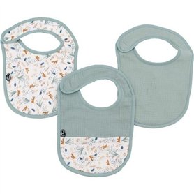 Lot x3 bavoirs - DOMIVA - 0-6 mois - Gaze de coton - Celadon