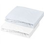 Lot 2 drap housse - P'TIT DODO - Jersey - 70 x 140 cm - Blanc / Light blue