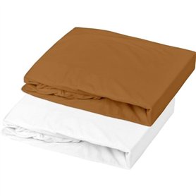 Lot 1 alese + 1 drap housse - P'TIT DODO - 60 x 120 cm - Blanc / Caramel