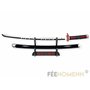 FÉENOMENN Katana Demon Slayer Tanjiro Kamado Red Nichirin - Epée Lame Bois - Support Japonais Inclus