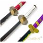 FÉENOMENN Katana One Piece Pack Zoro 3 Epées (ENMA, WADO ICHIMONJI, SANDAI KITETSU) - Lame Bois - Support Japonais Inclus