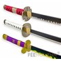 FÉENOMENN Katana One Piece Pack Zoro 3 Epées (ENMA, WADO ICHIMONJI, SANDAI KITETSU) - Lame Bois - Support Japonais Inclus