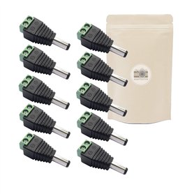 10x borniers Dominos Male DC 12V Standard Fiche 5.5mm x 2.1mm 2 Entrées Alimentation Connecteur - Adaptout Marque Française