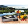 KEMPER - Plancha gaz portable 2300W plaque anti adhésive + 4 cartouches gaz camping + Valise de transport