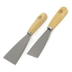 PARENCE.- Lot de 2 Spatules de Bricolage en Métal avec Manche en Bois - Mastic