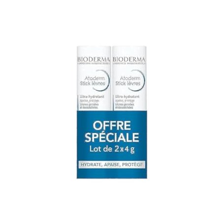 Bioderma Atoderm Stick Lèvres Ultra-Hydratant Lot de 2 x 4 g