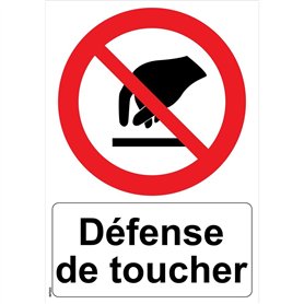 Mondial Extincteur - Panneau de sécurité 'Défense de toucher' - PVC A5 - Polychlorure de vinyle - Montage mural - Avertissement