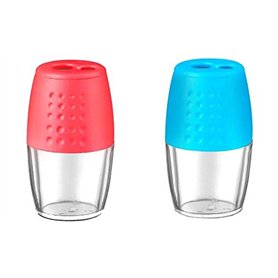 WONDAY Taille-crayon Taill'liberty Interieur Plast 2 Trous Réserve vissée Bleu/Rouge Aléatoire