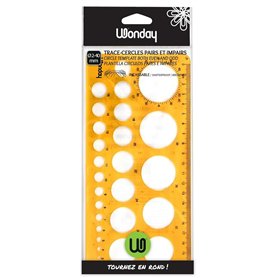 Uttse WONDAY - Trace-cercles "INCASSABLE" Pairs et Impairs de 2 à 40 mm - Normographe rond