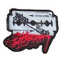 hotrodspirit petit patch judas priest lame de rasoir 12x9 cm ecusson thermocollant