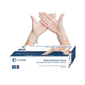 OneProtek Gants jetables en Vinyle - Lot de 4x Boîtes de 100 gants jetables Taille XL - non poudrés