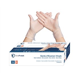 OneProtek Gants jetables en Vinyle - Lot de 4x Boîtes de 100 gants jetables Taille M - non poudrés