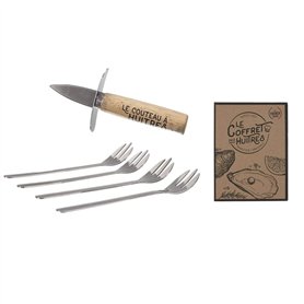 Coffret HUITRES Couteau et Fourchette X4