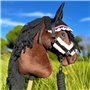 Hobby Horse Ensemble d'accessoires Licol moumoute Noir avec Longe et Bonnet Anti-Insectes Noir et Rose pour activité de Hobby Ho