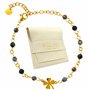 TILOVE - Bracelet en Pierre Naturelle Triple Protection Lithothérapie pour Femme avec Trèfle Porte Bonheur en Acier Inoxydable.