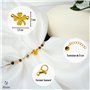 TILOVE - Bracelet en Pierre Naturelle Triple Protection Lithothérapie pour Femme avec Trèfle Porte Bonheur en Acier Inoxydable. 
