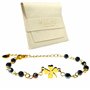 TILOVE - Bracelet en Pierre Naturelle Triple Protection Lithothérapie pour Femme avec Trèfle Porte Bonheur en Acier Inoxydable. 