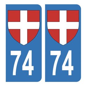 HADEXIA Autocollant Stickers Plaque d'immatriculation Auto Voiture 74 Croix de Savoie