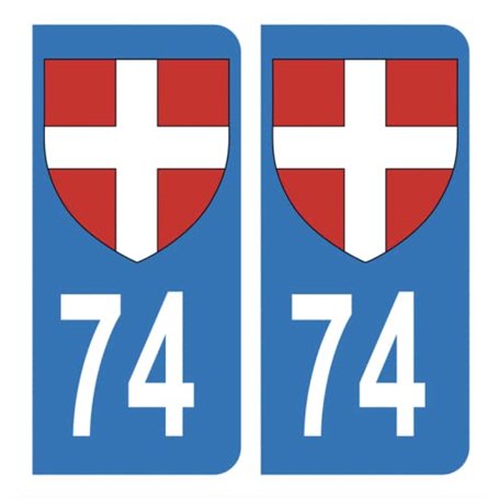 HADEXIA Autocollant Stickers Plaque d'immatriculation Auto Voiture 74 Croix de Savoie