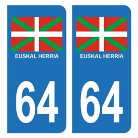 HADEXIA Autocollant Stickers Plaque d'immatriculation Auto Voiture 64 Euskal Herria Pays Basque