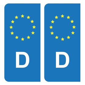 HADEXIA Autocollants Stickers Plaque immatriculation D Allemagne Union Européenne Europe EU Bleu
