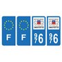 HADEXIA Lot 4 Autocollants Plaque d'immatriculation Auto Voiture 976 Mayotte & F France Europe