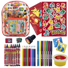 Pokémon - Kit Malette Coloriage Enfants Dessin - Feutres - Crayon de couleurs pour dessiner - Stickers Autocollant - Idée Cadeau