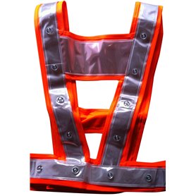LEDWARNING Gilet Baudrier Orange PRO de Sécurité Fluo à 24 Leds rouges DELUXE Vendeur et stock en FRANCE