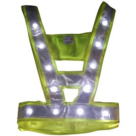 LEDWARNING Gilet Baudrier Jaune PRO de Sécurité Fluo à 24 Leds blanches DELUXE Vendeur et stock en FRANCE