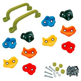 Kangui 10 Pierres à Grimper d'escalade + 2 poignées pour Structures de Jeux Matériel - Fixations inclues