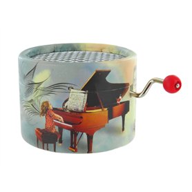 Boîte à musique/boîte musicale à manivelle en carton renforcé avec mécanisme musical de 18 notes - La lettre à Elise - Pour Elis