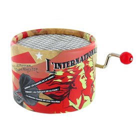 Boîte à musique/boîte musicale à manivelle en carton renforcé avec mécanisme musical de 18 notes - L'internationale (Pierre Dege