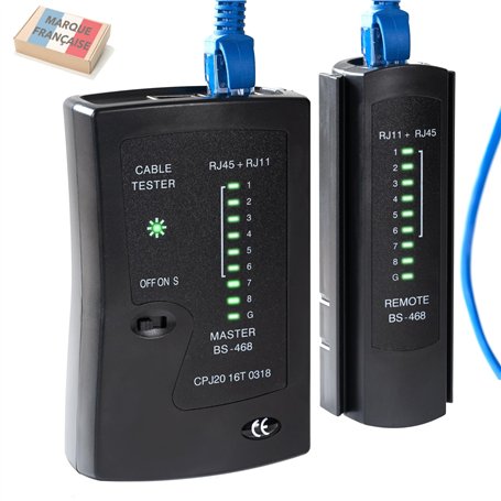 Testeur RJ45 CAT5E à CAT8 - Testeur de Câbles Réseaux Ethernet - Blindage - Marque Française Garantie 5ans