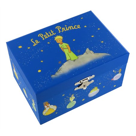 Boîte à musique/coffret musical/boîte à bijoux musicale Trousselier en bois avec Le petit prince de Saint-Exupéry et le renard t